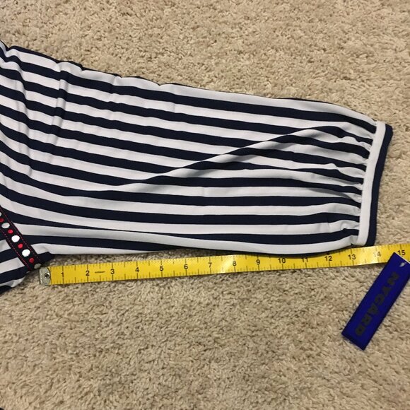 NWT Nygard Missy Indigo & Red Harlequin Striped Tassled Tunic Blouse - Picture 16 of 16